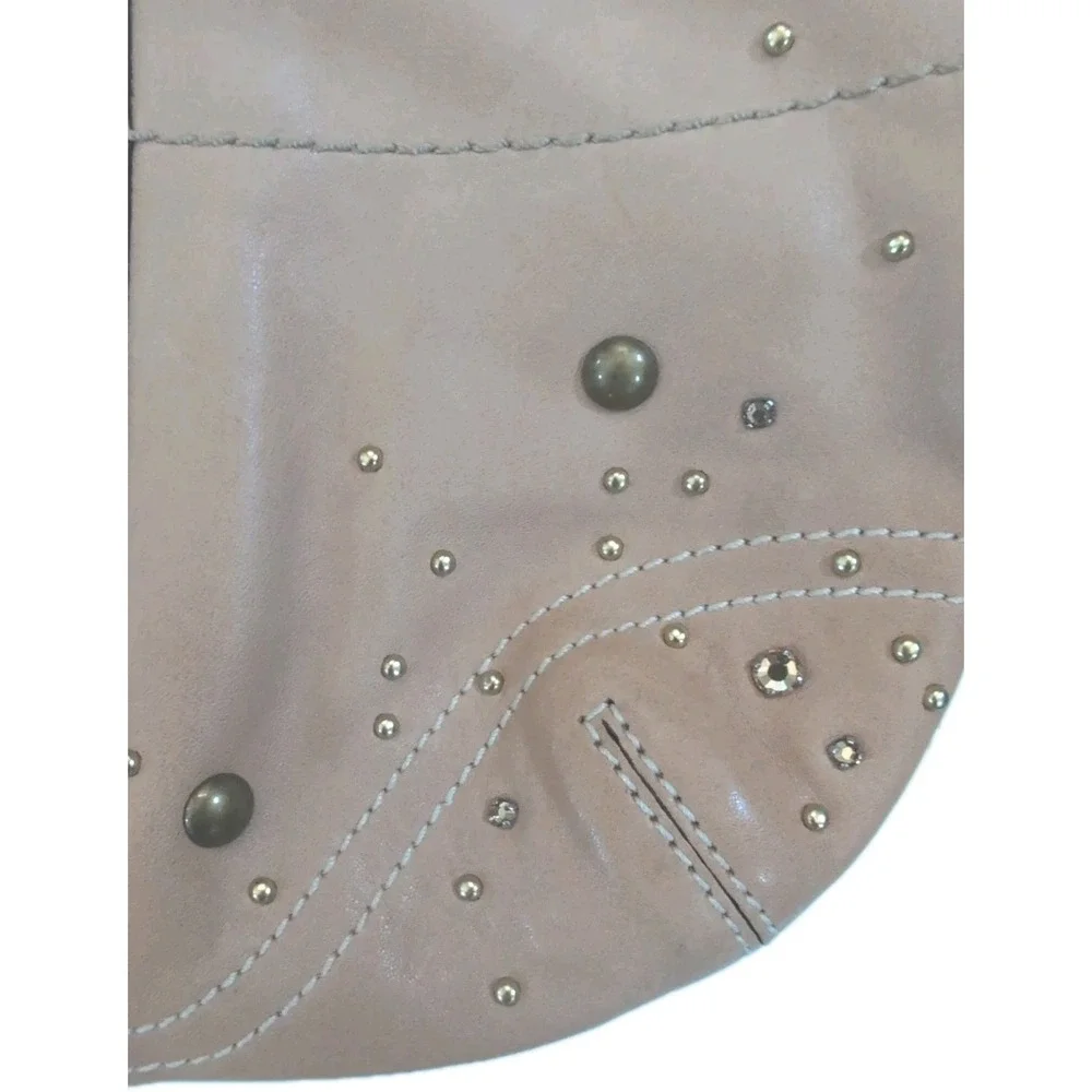 Vintage Y2K Coach Soho Studded Demi Hobo Hand Bag Tan Leather Metallic Strap